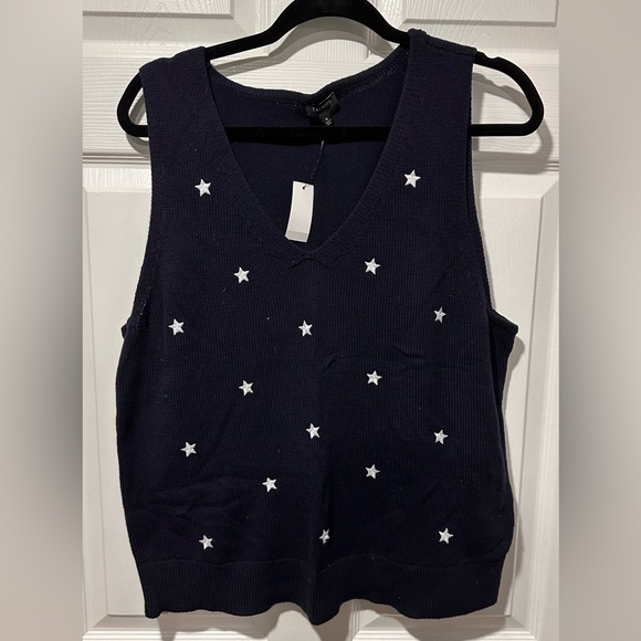 talbots extra large, navy blue with white stars sweater vest - Picture 1 of 4
